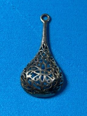Intricate Filigree Teardrop Pendant - Silver Tone